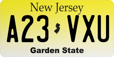 NJ license plate A23VXU