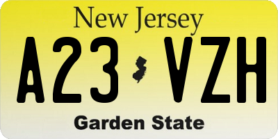 NJ license plate A23VZH
