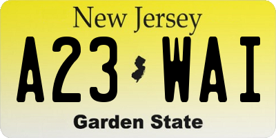 NJ license plate A23WAI