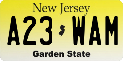 NJ license plate A23WAM
