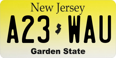 NJ license plate A23WAU