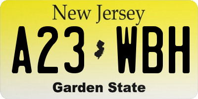NJ license plate A23WBH