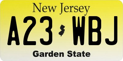 NJ license plate A23WBJ