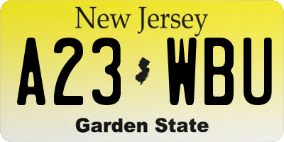 NJ license plate A23WBU