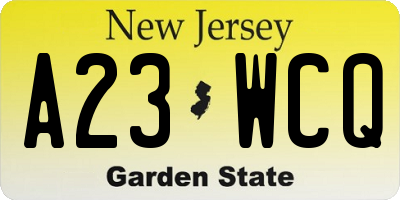 NJ license plate A23WCQ