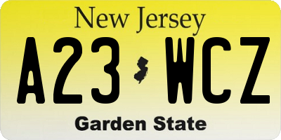 NJ license plate A23WCZ