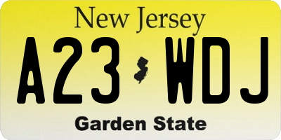 NJ license plate A23WDJ