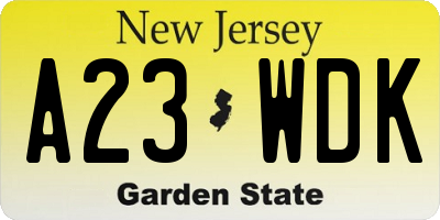 NJ license plate A23WDK