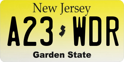 NJ license plate A23WDR