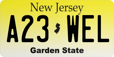 NJ license plate A23WEL