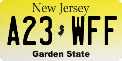 NJ license plate A23WFF