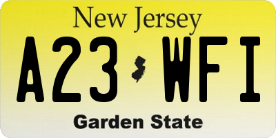 NJ license plate A23WFI