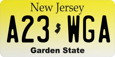 NJ license plate A23WGA