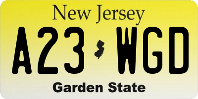 NJ license plate A23WGD