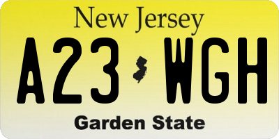 NJ license plate A23WGH