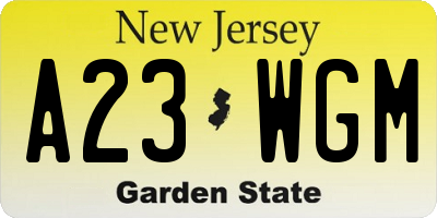 NJ license plate A23WGM
