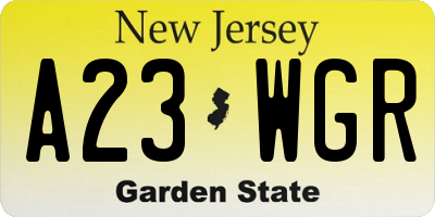 NJ license plate A23WGR