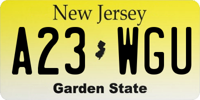 NJ license plate A23WGU
