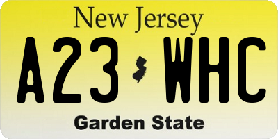 NJ license plate A23WHC