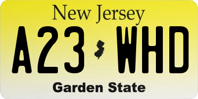 NJ license plate A23WHD