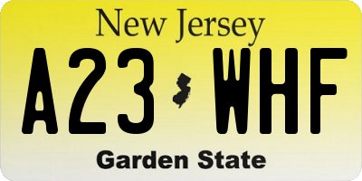 NJ license plate A23WHF