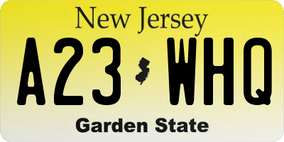 NJ license plate A23WHQ