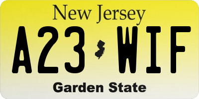 NJ license plate A23WIF