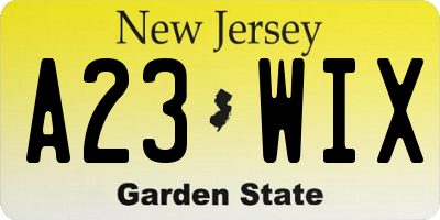 NJ license plate A23WIX