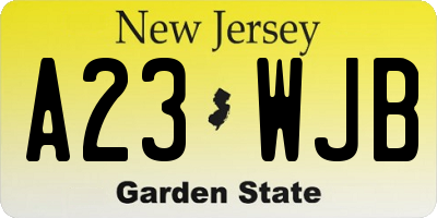 NJ license plate A23WJB