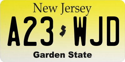 NJ license plate A23WJD