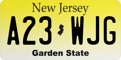 NJ license plate A23WJG