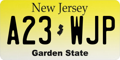 NJ license plate A23WJP