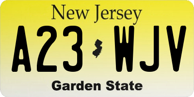 NJ license plate A23WJV