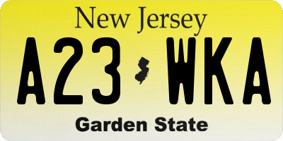 NJ license plate A23WKA