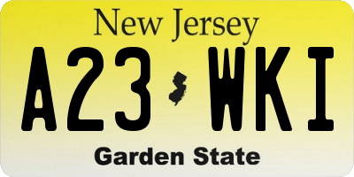 NJ license plate A23WKI