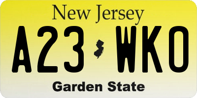NJ license plate A23WKO