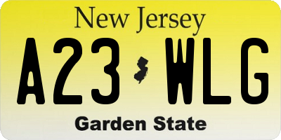 NJ license plate A23WLG