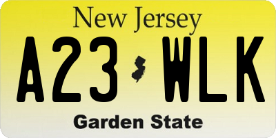 NJ license plate A23WLK