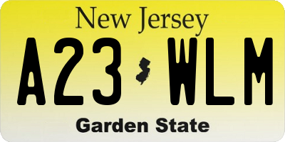 NJ license plate A23WLM