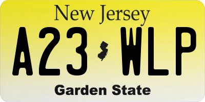 NJ license plate A23WLP