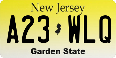 NJ license plate A23WLQ