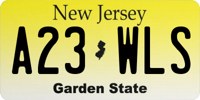 NJ license plate A23WLS