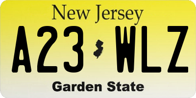 NJ license plate A23WLZ