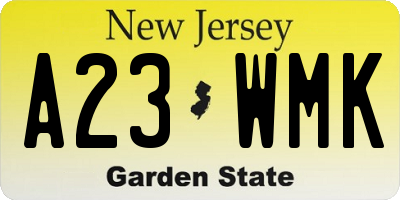 NJ license plate A23WMK