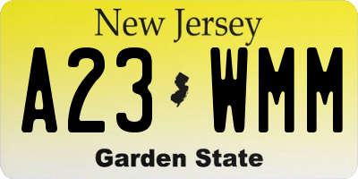 NJ license plate A23WMM