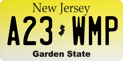 NJ license plate A23WMP