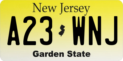 NJ license plate A23WNJ