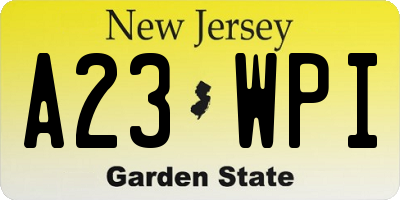 NJ license plate A23WPI