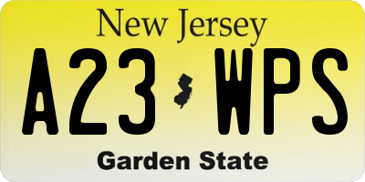 NJ license plate A23WPS