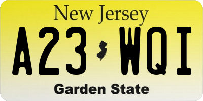 NJ license plate A23WQI